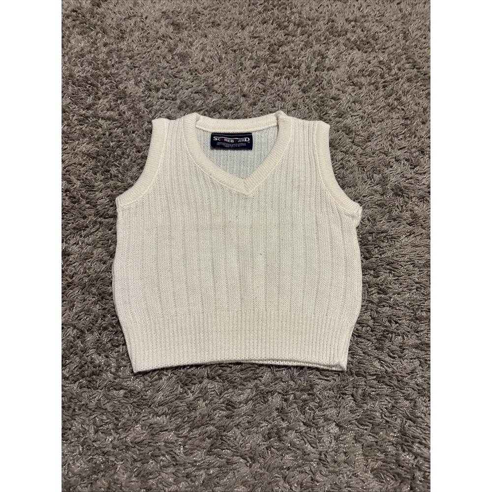 Vintage 80s Knit‎ Sweater Vest White Vest Made In USA Small S